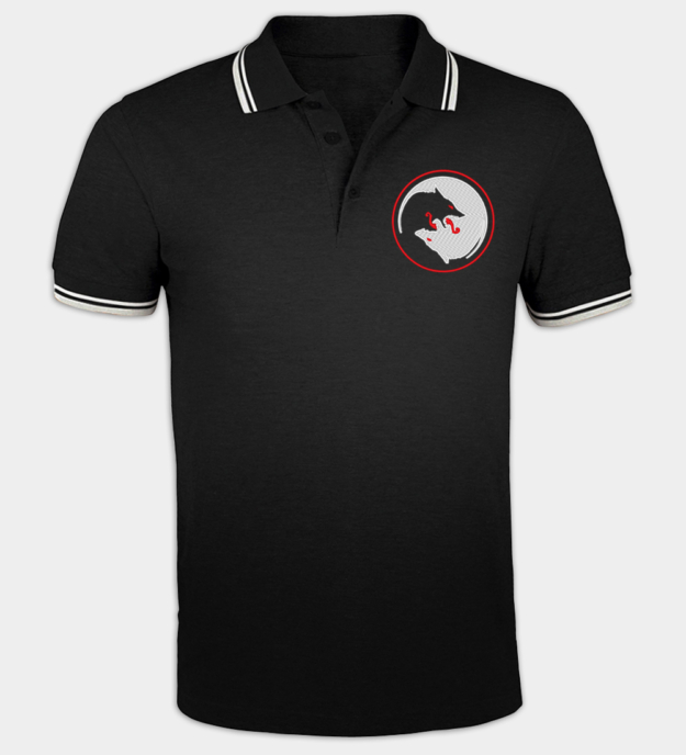 Odins Wölfe besticktes Poloshirt