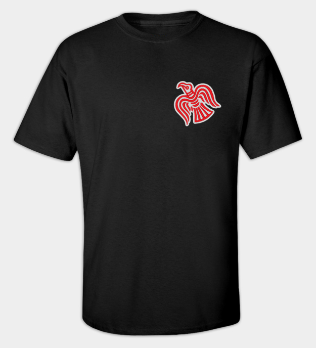 Wikinger-Rabenmotiv besticktes T-Shirt
