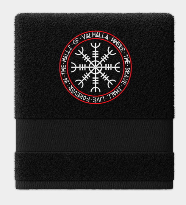 Hallen von Valhalla besticktes Handtuch