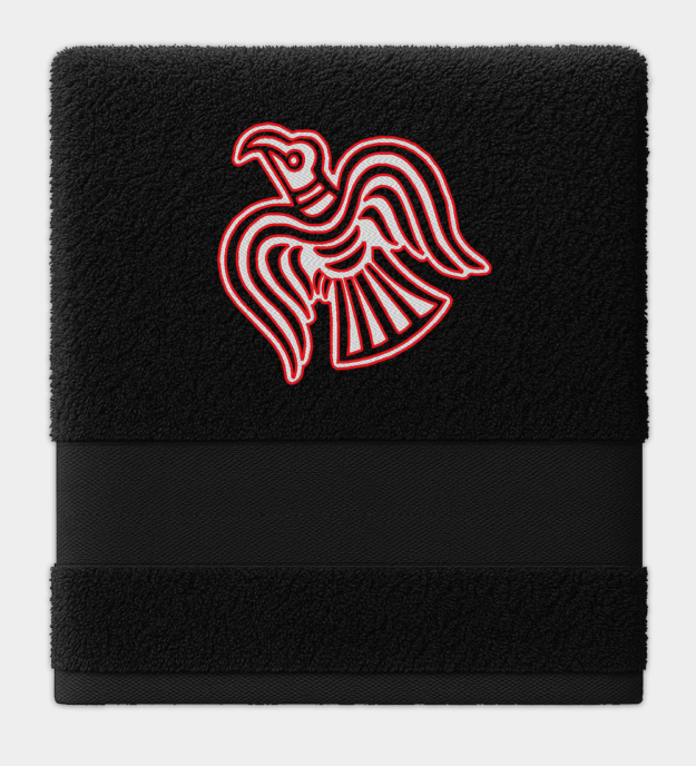 Wikinger-Rabenmotiv besticktes Handtuch