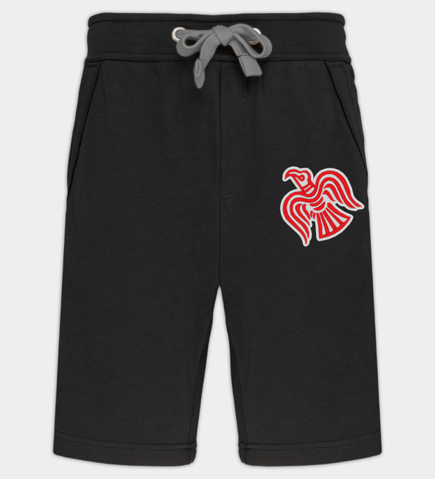 Wikinger Rabenmotiv bestickte Bermudashorts