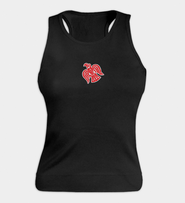 Wikinger Rabenmotiv besticktes Damen-Top
